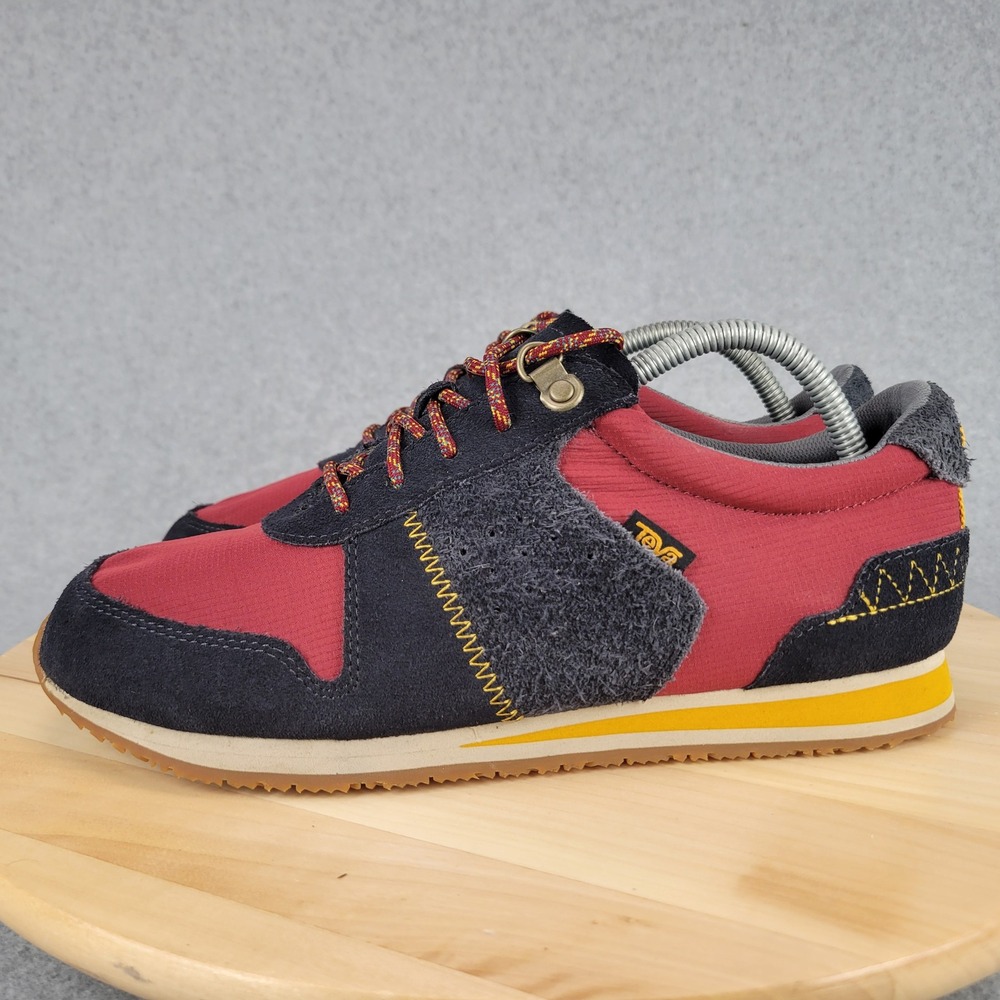 Teva Highside 84 Sneakers Women 10 Red Navy Yellow Suede Ripstop Retro 1125670‎